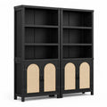 Biblioth¨¨que murale en bois avec portes en rotin 150