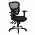 Chaise de bureau en maille noire avec accoudoirs