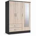 Armoire trois portes avec miroir en panneau de particules bois cla