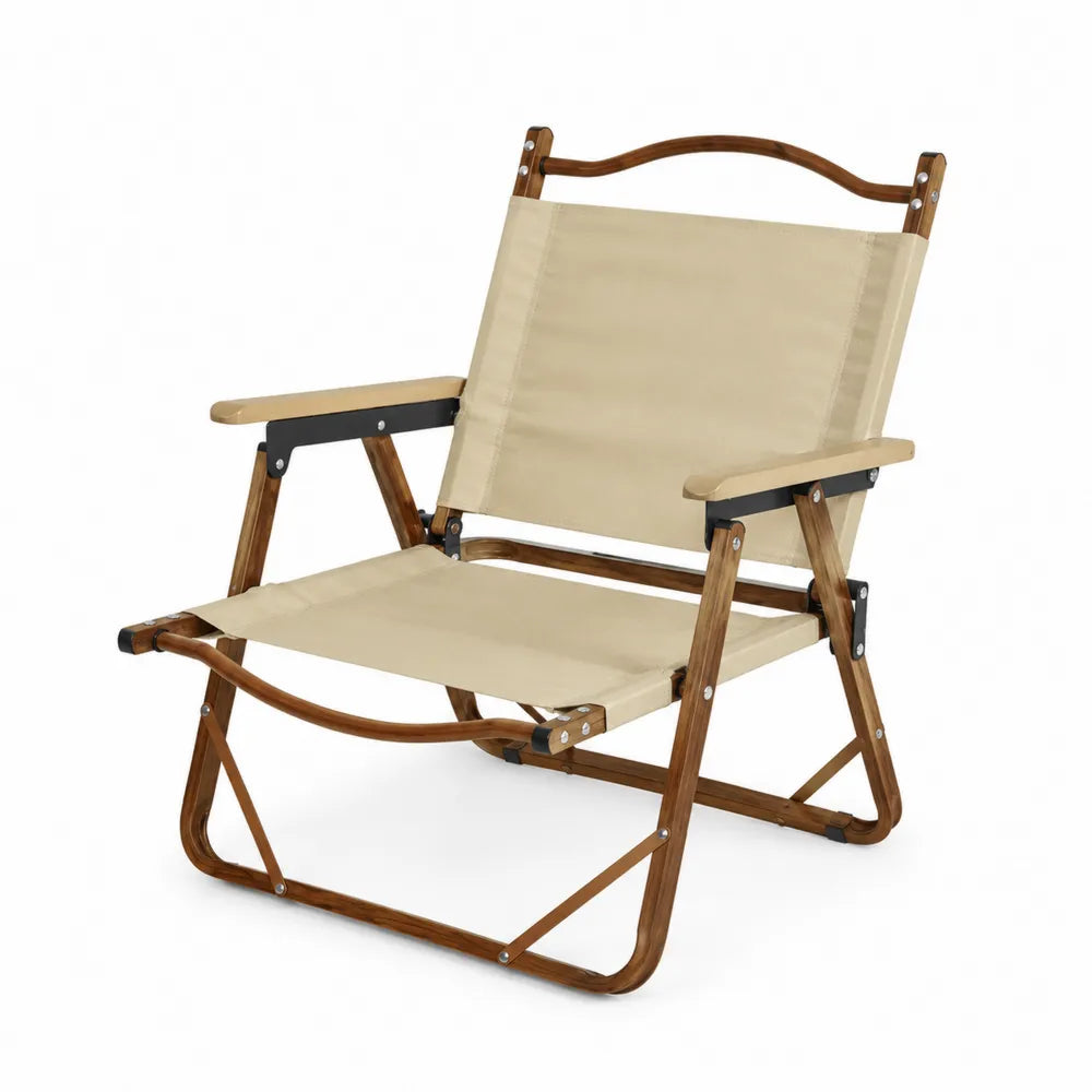 Chaise pliante en bois et toile polye
