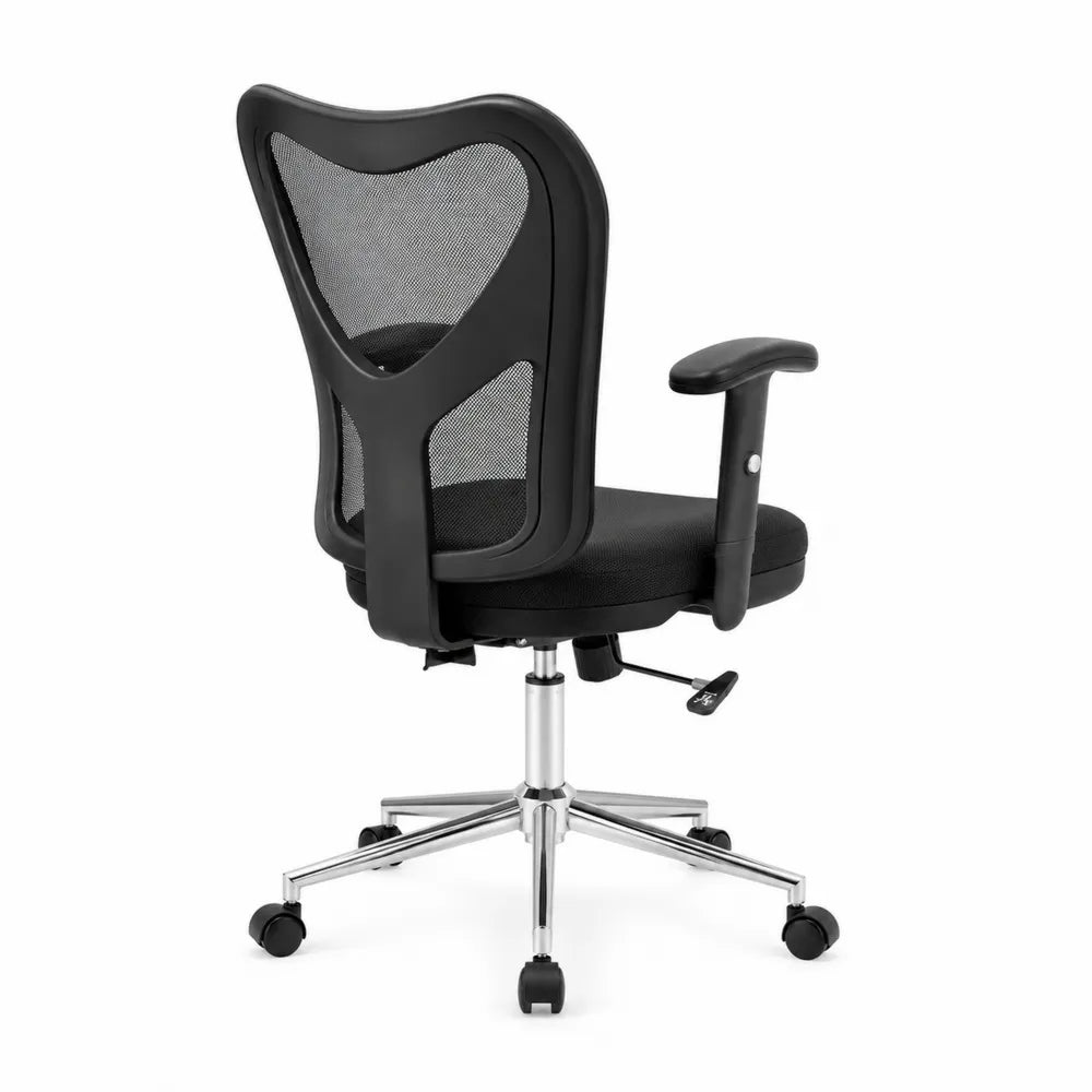 Chaise de bureau en maille noire avec base m¨¦talliq
