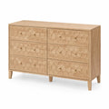 Commode 6 tiroirs en ch¨ºne massif avec motif g¨¦om¨¦trique 9