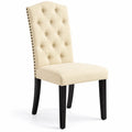 Chaise de salle ¨¤ manger en bois et tissu en lin B
