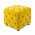 Pouf en velours jaune 4