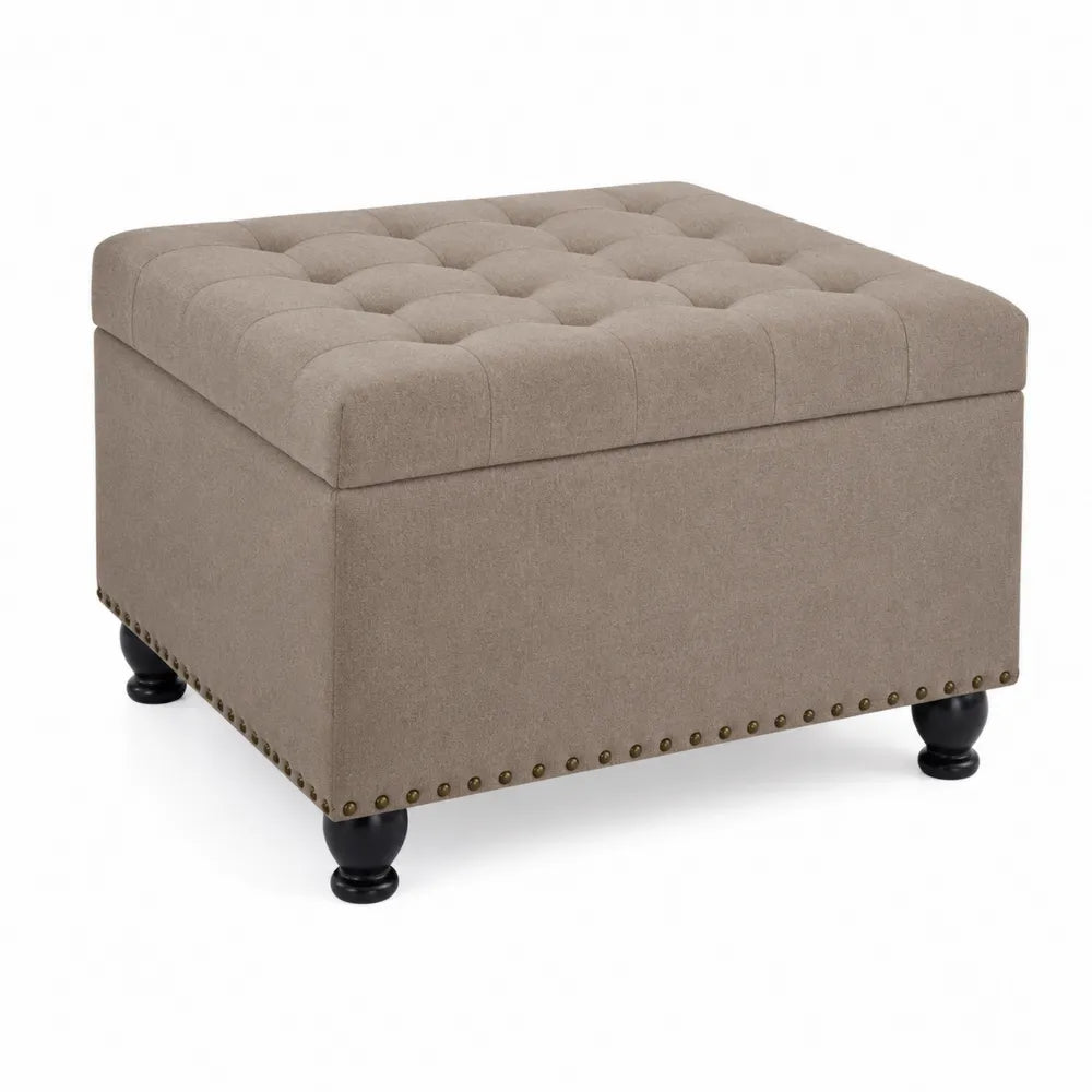 Repose-pieds en tissu beige avec pie